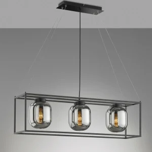 Store FISCHER & HONSEL Suspension Regi avec cadre abat-jour, trois lampes