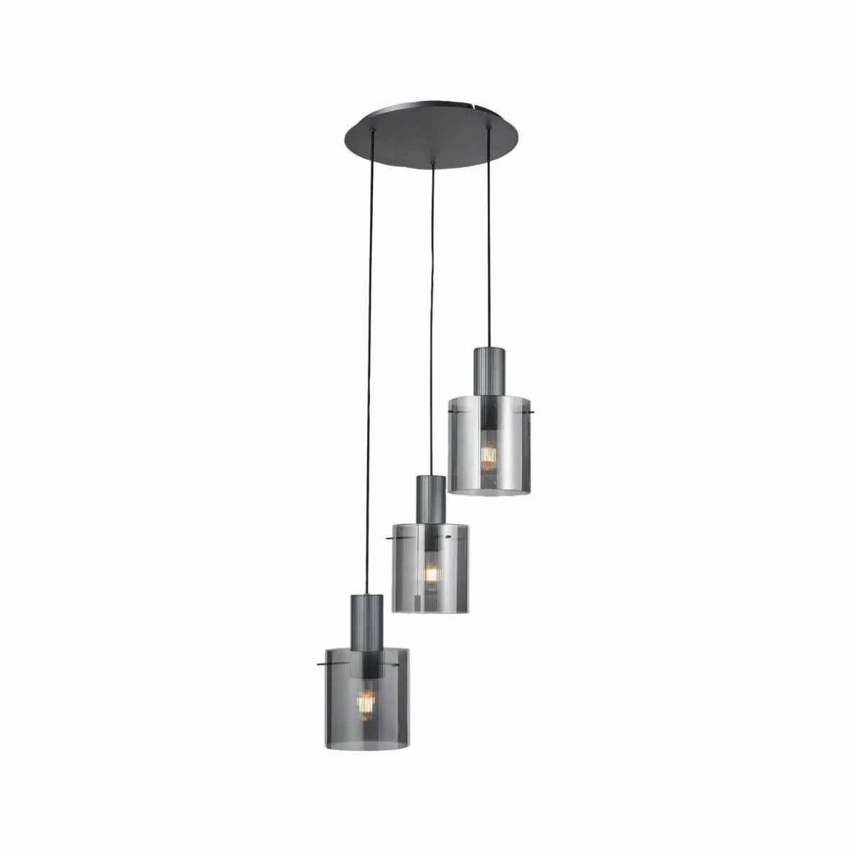 suspension_riffelini___cm_gris_fum_verre__lampes_0.webp Clearance Brilliant Suspension Riffelini, Ø 48 cm, gris fumé, verre, 3 lampes
