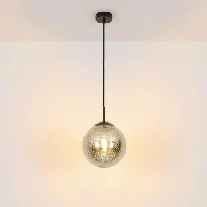 Shop Globo Suspension Samos, Ø 20 cm, gris fumé/noir, verre