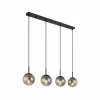 Cheap Globo Suspension Samos, longueur 90 cm, gris fumé, 4 lampes, verre