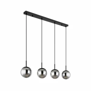 Cheap Globo Suspension Samos, longueur 90 cm, gris fumé, 4 lampes, verre