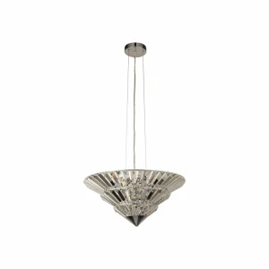 Store Searchlight Suspension Savannah, à 8 lampes, verre cristal