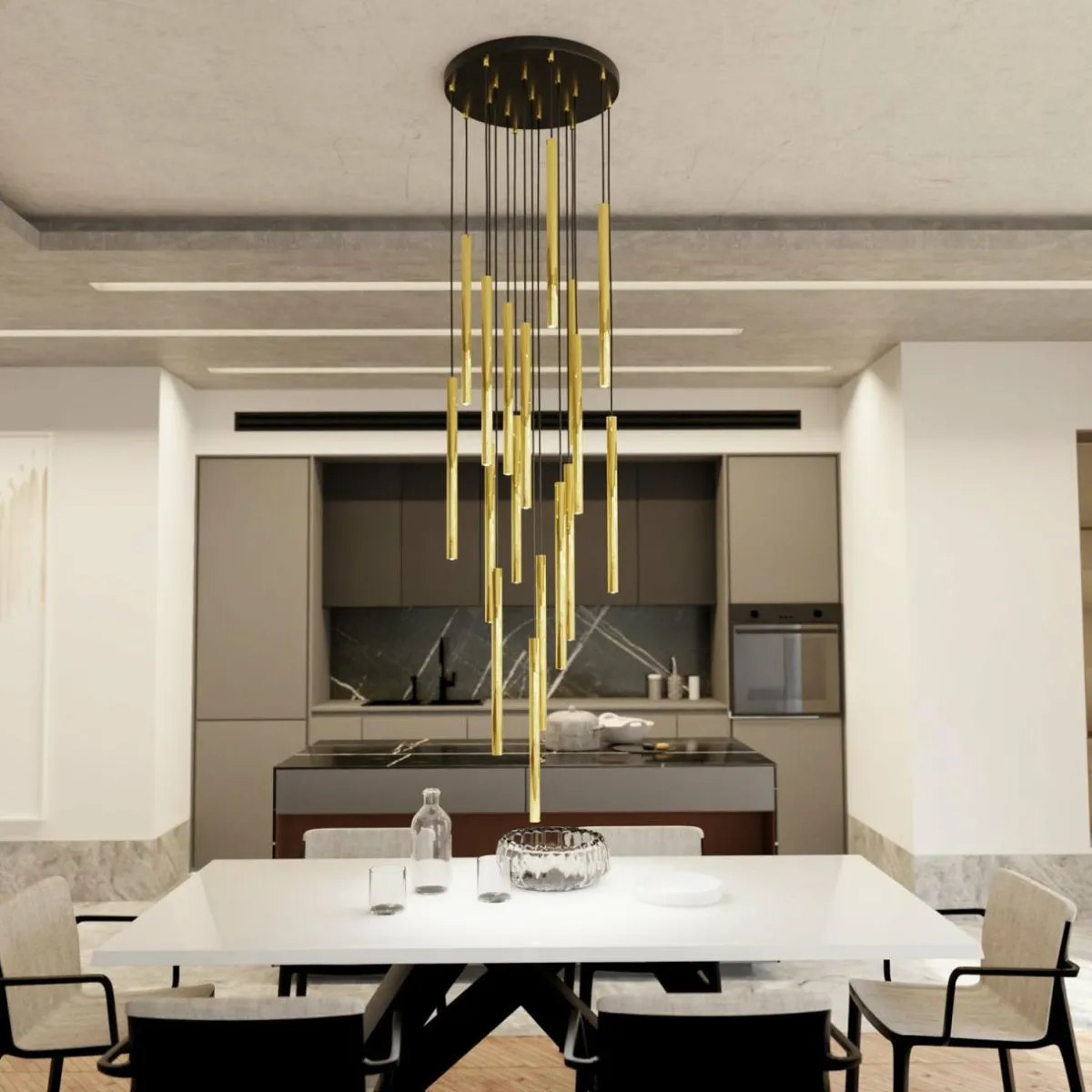 suspension_selter_dor__flammes_mtal_0.webp Hot EMIBIG LIGHTING Suspension Selter, doré, 17 flammes, métal