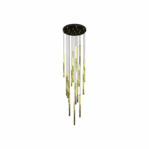 Hot EMIBIG LIGHTING Suspension Selter, doré, 17 flammes, métal