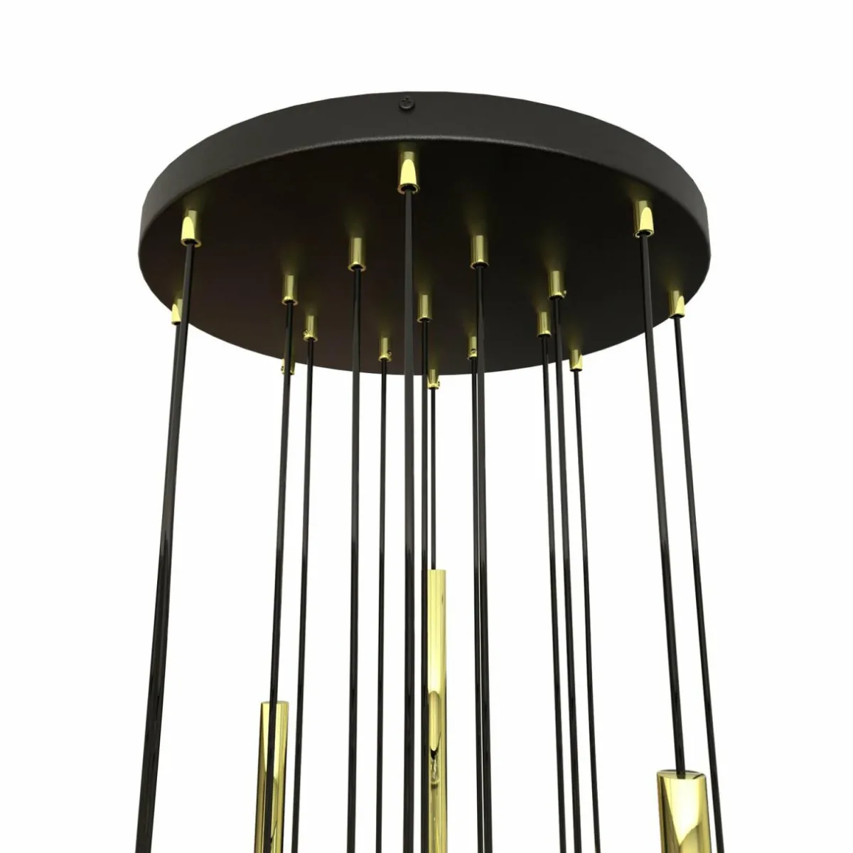 suspension_selter_dor__flammes_mtal_2.webp Hot EMIBIG LIGHTING Suspension Selter, doré, 17 flammes, métal