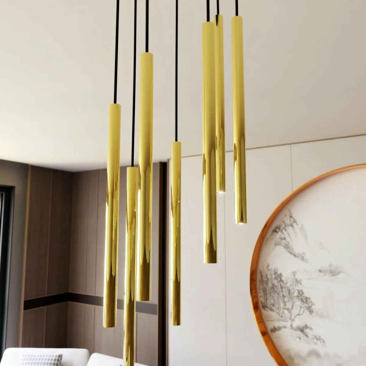 suspension_selter_premium_dor___lampes_mtal_4.webp Sale EMIBIG LIGHTING Suspension Selter Premium, doré, à 7 lampes, métal