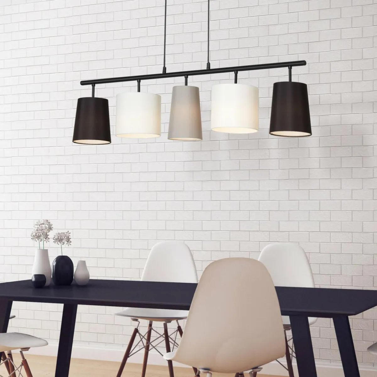 suspension_shades_avec__abatjour_tissu_0.webp Sale Briloner Suspension Shades avec 5 abat-jour tissu