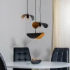 Discount Opviq Suspension Sivani MR-966 à 3 lampes Rondelle noir/or