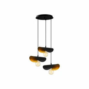 Discount Opviq Suspension Sivani MR-966 à 3 lampes Rondelle noir/or