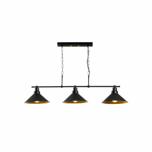 New Opviq Suspension Sivani MR-835 3 lampes linear noir/or