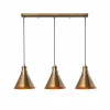 Outlet Opviq Suspension Sivani MR-314, or antique, fer 3 lampes linéaire