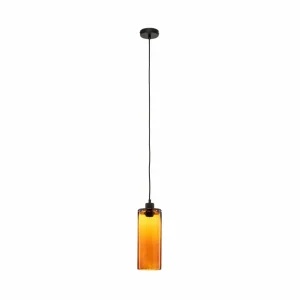 Flash Sale Solbika Lighting Suspension Soda Cylindre en verre ambre Ø 12cm
