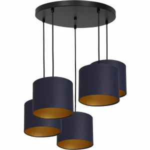 Flash Sale Luminex Suspension Soho cylindrique 5 lampes bleu/doré