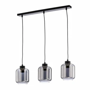 Fashion Eko-Light Suspension Sombra, fumée, à 3 lampes, longue