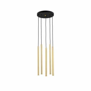 Flash Sale Euluna Suspension Sone, rosace ronde, à 5 lampes, laiton