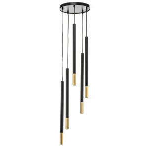 Cheap SIGMA Suspension Sopel Due 5, noir/or, à 5 lampes.