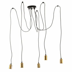 Outlet EMIBIG LIGHTING Suspension Spark 5 à 5 lampes, noire-cuivrée