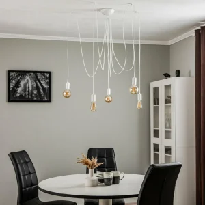Hot Nowodvorski Lighting Suspension Spider en blanc, à cinq lampes