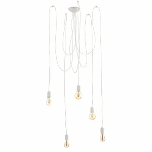 Hot Nowodvorski Lighting Suspension Spider en blanc, à cinq lampes