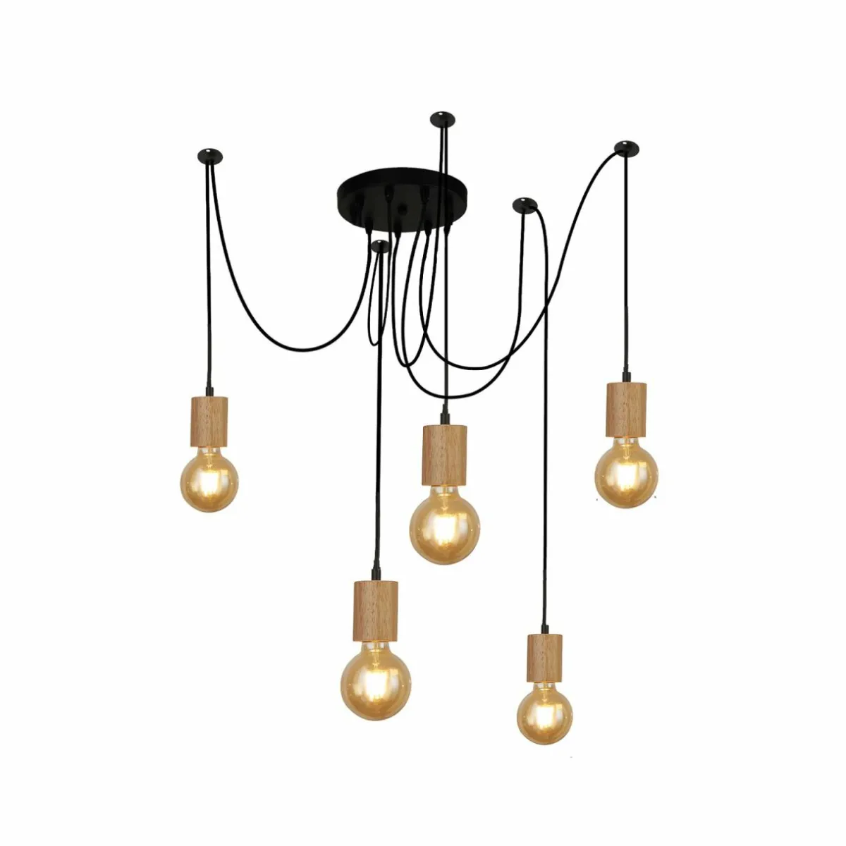 suspension_spinny_araigne___cm__lampes_bois_de_caoutchouc_e_1.webp Shop Searchlight Suspension Spinny, araignée, Ø 28 cm, 5 lampes, bois de caoutchouc, E27