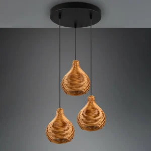 Sale Reality Leuchten Suspension Sprout en rotin, à 3 lampes, naturelle