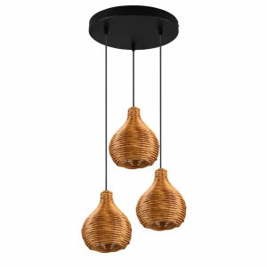 Sale Reality Leuchten Suspension Sprout en rotin, à 3 lampes, naturelle