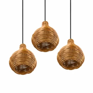 Sale Reality Leuchten Suspension Sprout en rotin, à 3 lampes, naturelle
