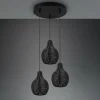 Shop Reality Leuchten Suspension Sprout en rotin, à 3 lampes, noire
