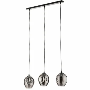Cheap EMIBIG LIGHTING Suspension Starla droite 3 lampes verre graphite