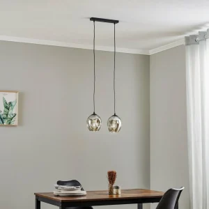 Cheap EMIBIG LIGHTING Suspension Starla, 2lampes, verre graphite