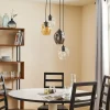 Discount EMIBIG LIGHTING Suspension Starla ronde 4 lampes graphite/ambre