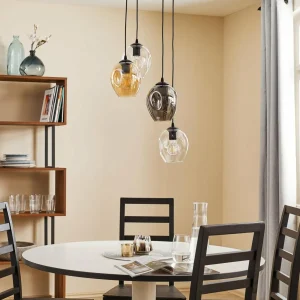 Discount EMIBIG LIGHTING Suspension Starla ronde 4 lampes graphite/ambre