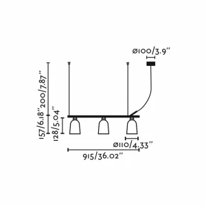 Best Sale FARO BARCELONA Suspension Studio, rose, décentrée, longueur 91 cm, 3 lampes