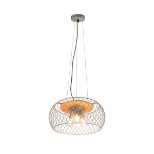 Best Trio Lighting Suspension Tamil avec abat-jour cage nickel ancien