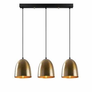 Store Opviq Suspension Tattoo 6172, antique doré, métal, 3 lampes long
