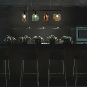 Fashion NOWA GmbH Suspension Telesto abat-jour en verre, à 4 lampes