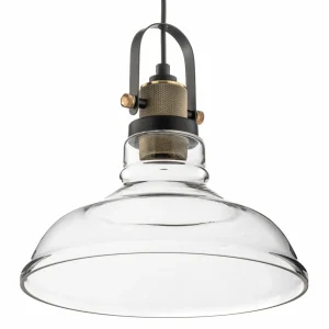 Hot Lamkur Suspension Teo avec abat-jour en verre, patinée