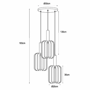 Shop Lucide Suspension textile Rafal, Ø 30 cm, gris, angulaire, à 3 lampes