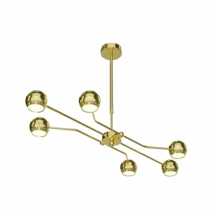 Outlet Jupiter Suspension Tiana, doré, métal, 6 lampes, GU10