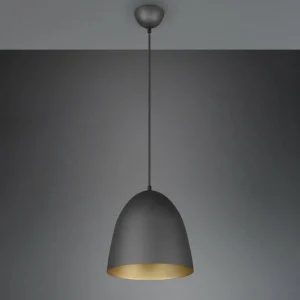 Best Reality Leuchten Suspension Tilda, à une lampe, noire/dorée Ø 25 cm