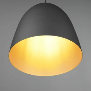 Best Reality Leuchten Suspension Tilda, à une lampe, noire/dorée Ø 25 cm