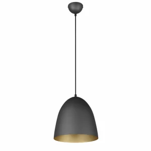 Best Reality Leuchten Suspension Tilda, à une lampe, noire/dorée Ø 25 cm
