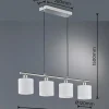 Discount Reality Leuchten Suspension Tommy, nickel/blanc, longueur 75 cm, 4 lampes, tissu