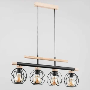 Clearance Alfa Suspension Trendy Basket en bois à 4 lampes
