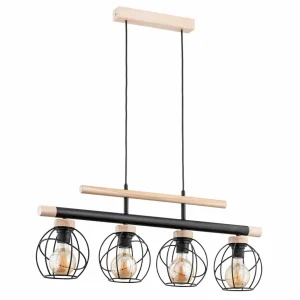 Clearance Alfa Suspension Trendy Basket en bois à 4 lampes