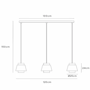 Sale Lucide Suspension Tribute, 3 lampes, linéaire, textile, beige