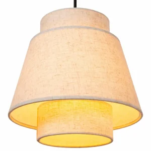 Sale Lucide Suspension Tribute, 3 lampes, linéaire, textile, beige