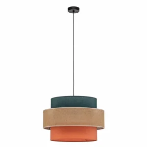 Best Sale TK Lighting Suspension Trio, abat-jour en jute, pétrole/brun naturel/orange Ø 50cm