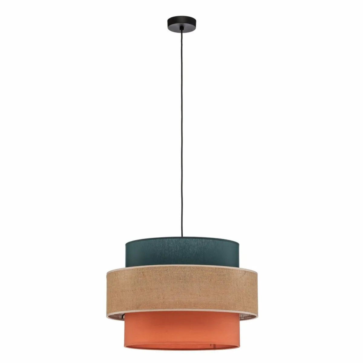 suspension_trio_abatjour_en_jute_ptrolebrun_naturelorange__cm_1.webp Best Sale TK Lighting Suspension Trio, abat-jour en jute, pétrole/brun naturel/orange Ø 50cm