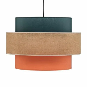 Best Sale TK Lighting Suspension Trio, abat-jour en jute, pétrole/brun naturel/orange Ø 50cm